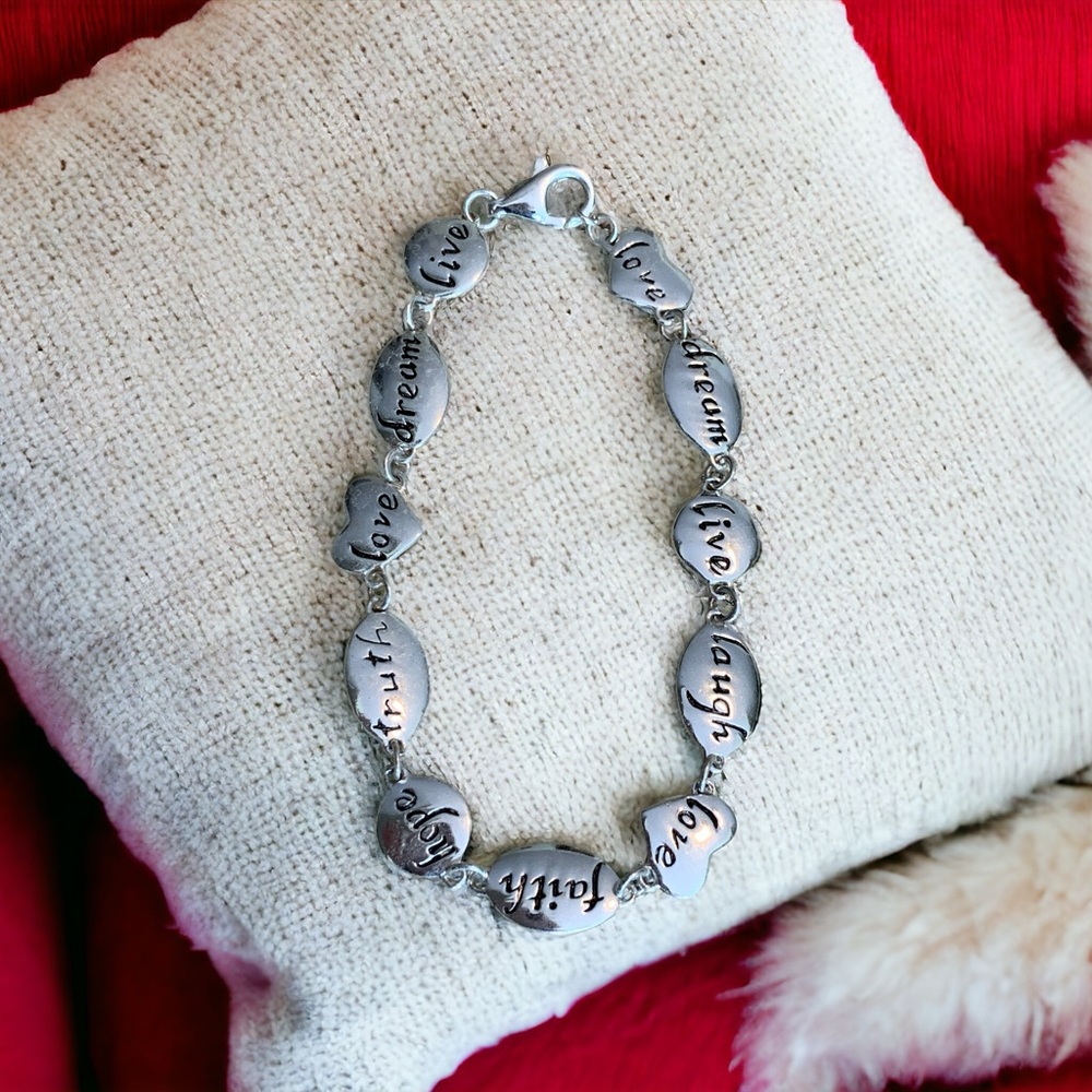 Sterling Inspirational bracelet. Sterling. Live, love, laugh, faith etc